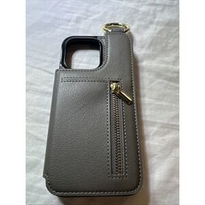 iPhone 15 Pro Max Zipper Wallet Case Gray